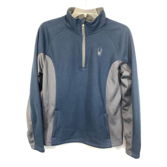 Spyder Other - Spyder Men's Colorblock Mock Neck 1/4 Zip Pullover Sweater Blue Gray Size Large
